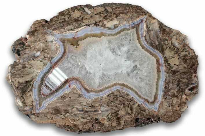 Polished Baker Ranch Thunderegg (Water Line Agate) - New Mexico #323790